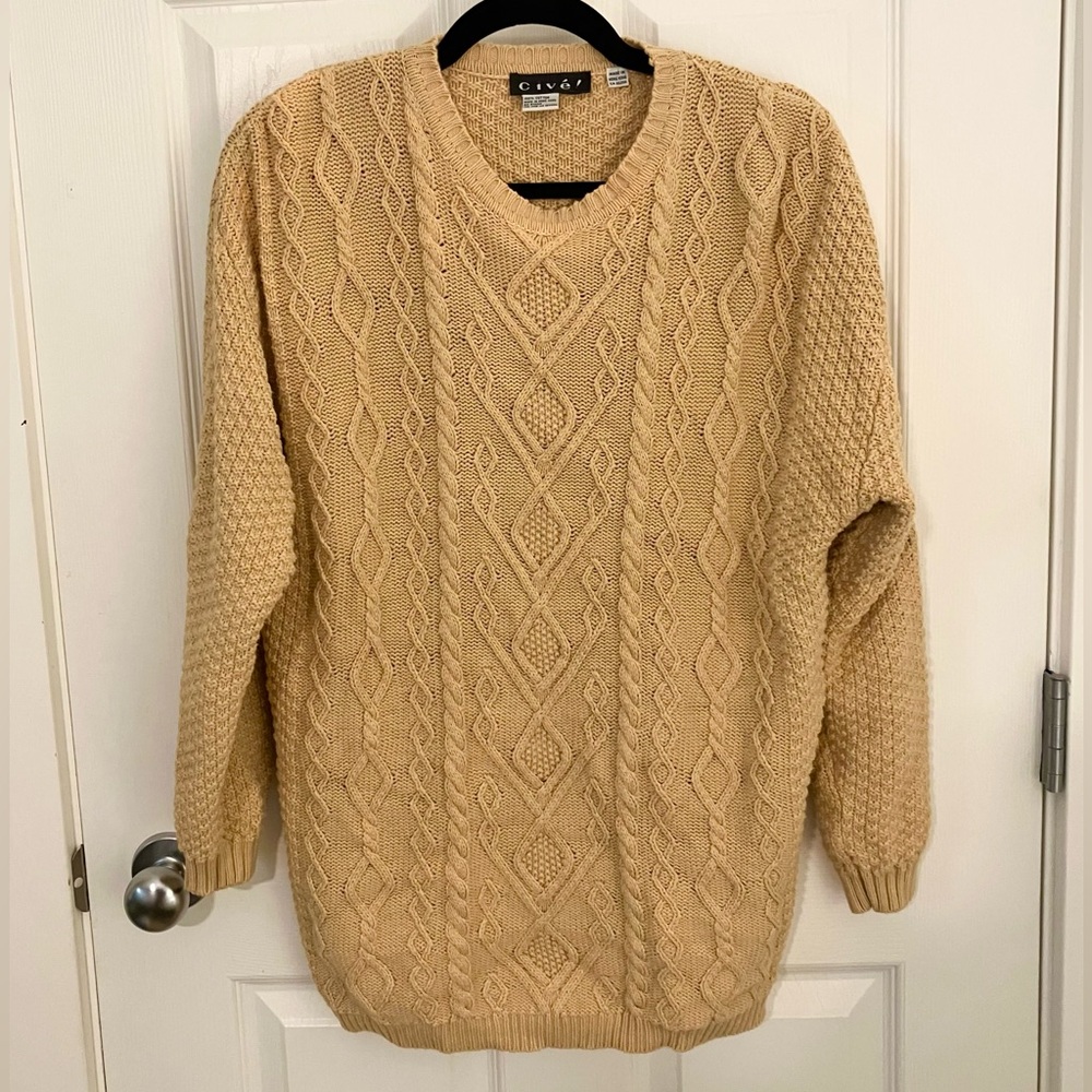 Vintage Cable Knit Sweater - Mustard / Butter Yellow